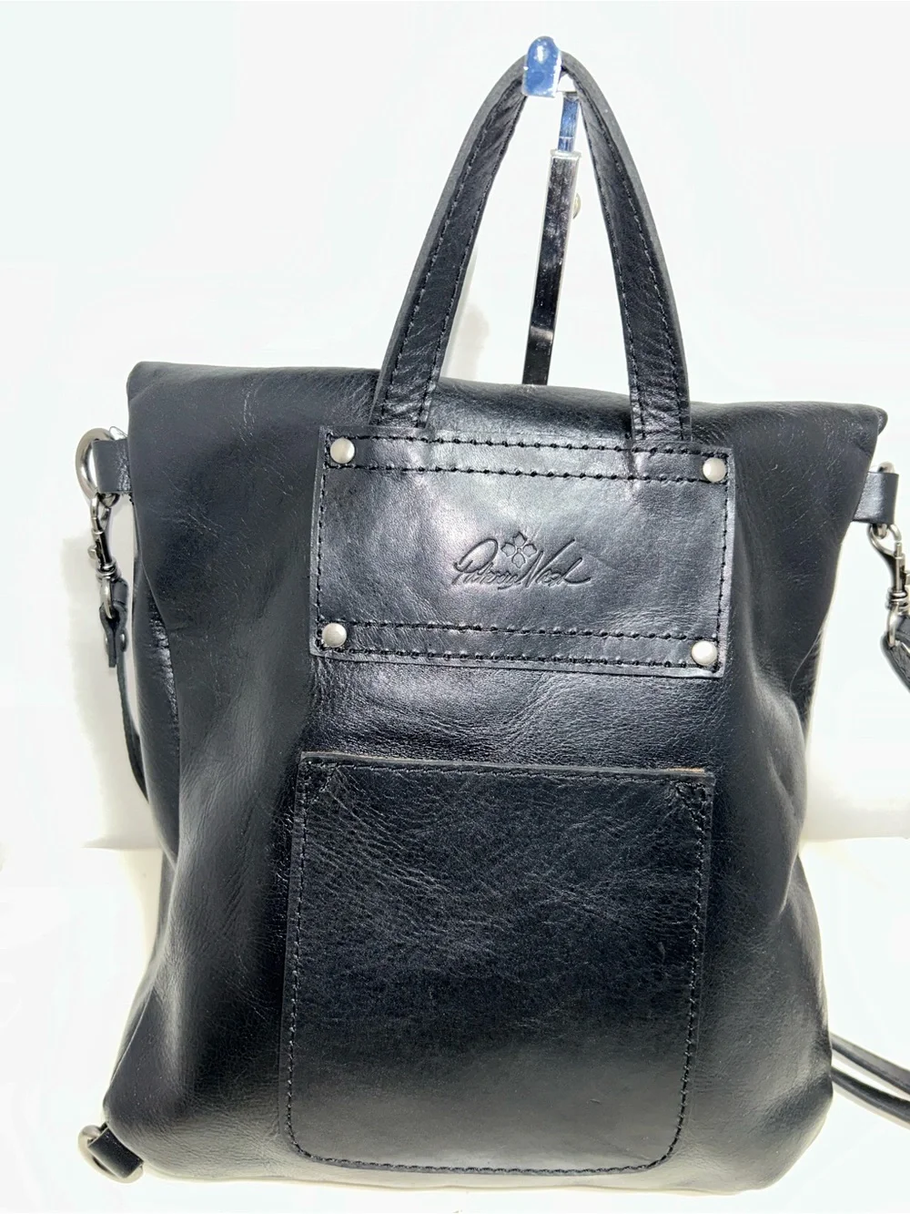 Patricia Nash Luzille Convertible Black Leather Backpack Crossbody Shoulder Bag
